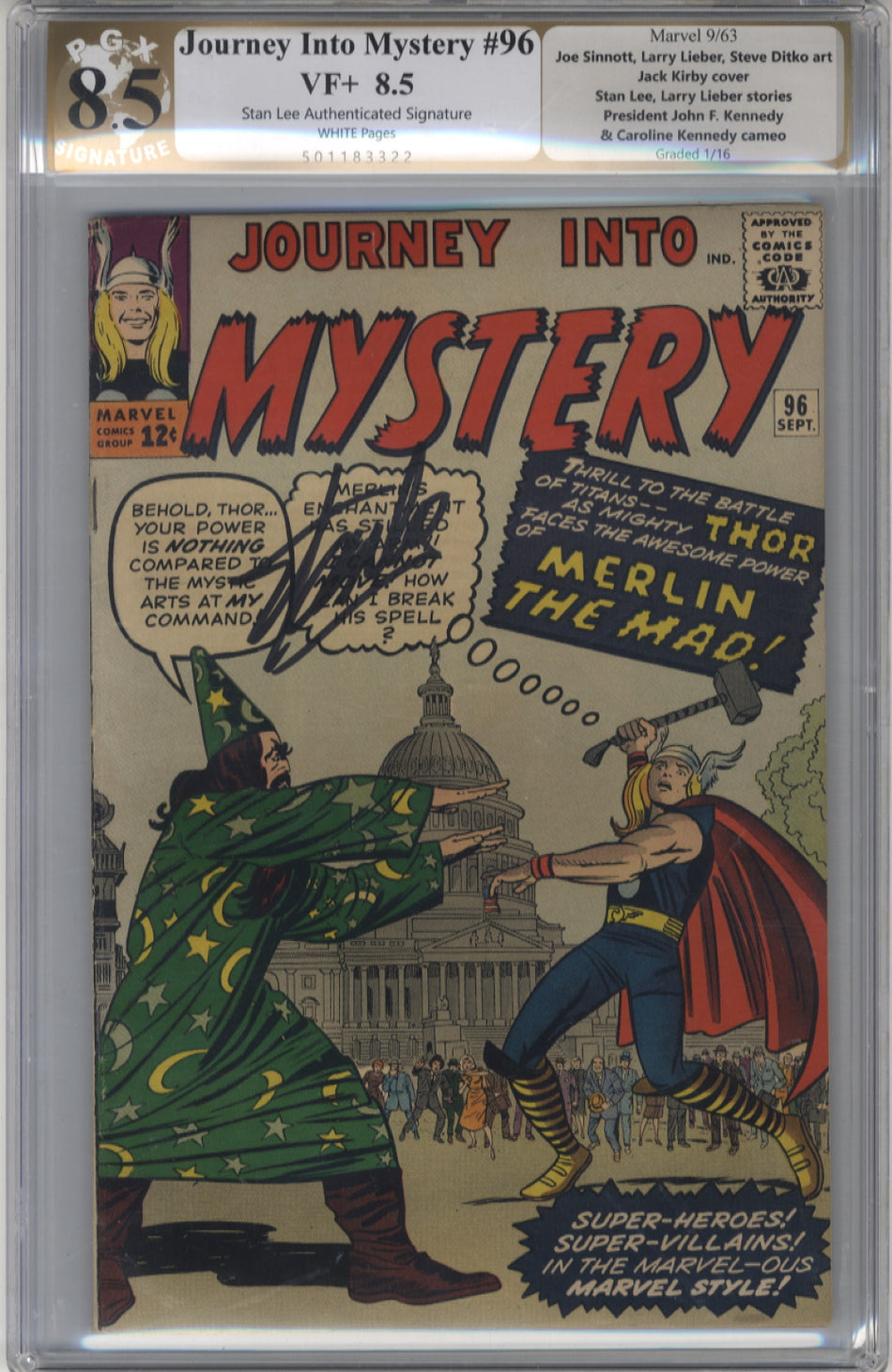 JOURNEY INTO MYSTERY 096 - PGX 8.5 Stan Lee Signature Series