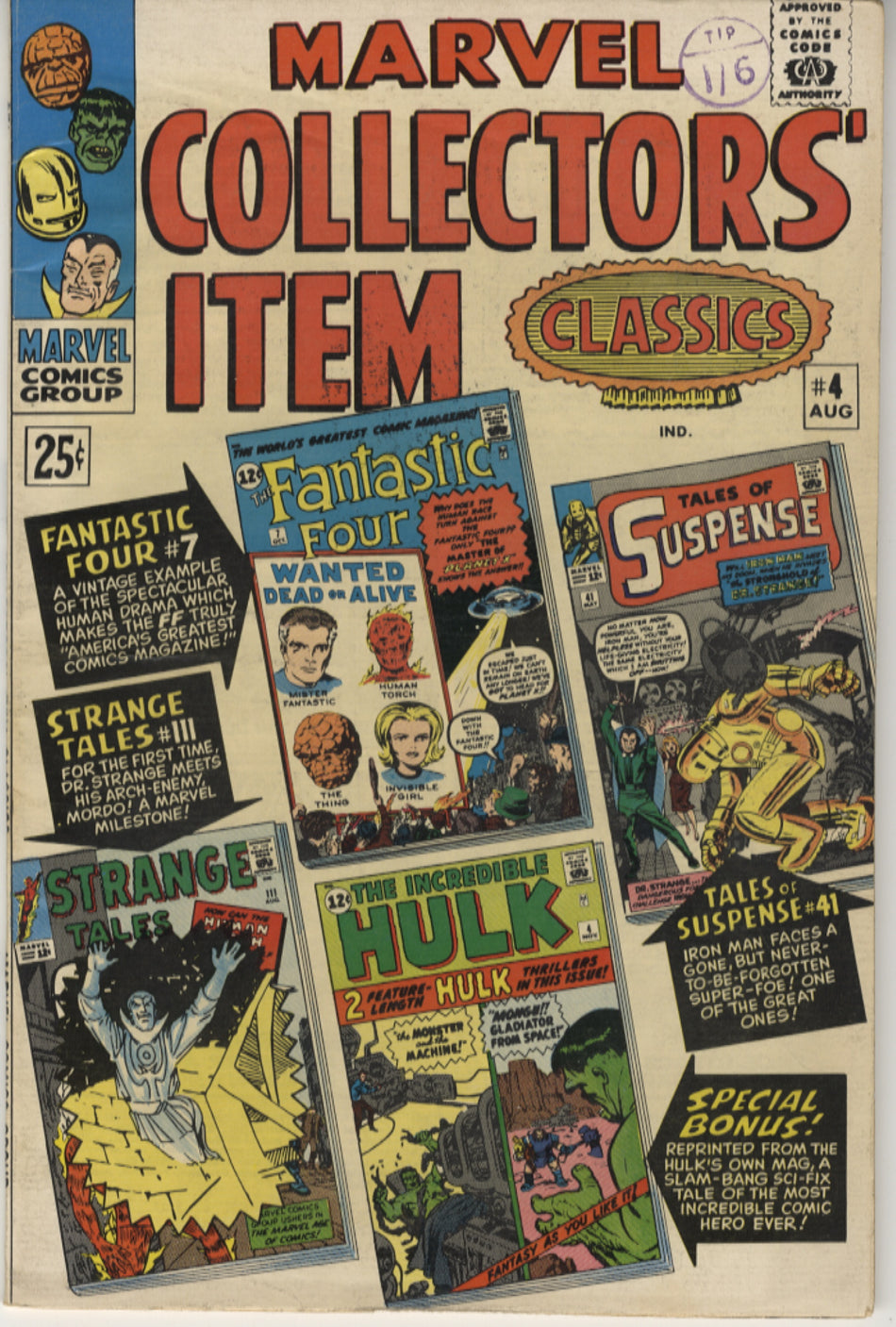 MARVEL COLLECTORS' ITEM CLASSICS 4 FN/VFN (7.0)