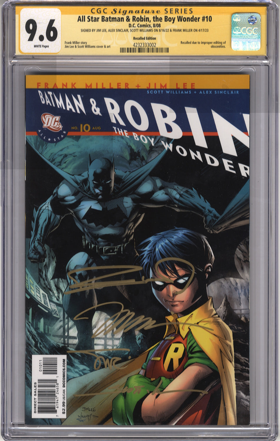 ALL STAR BATMAN AND ROBIN, THE BOY WONDER 10 - CGC 9.6 Signature Series
