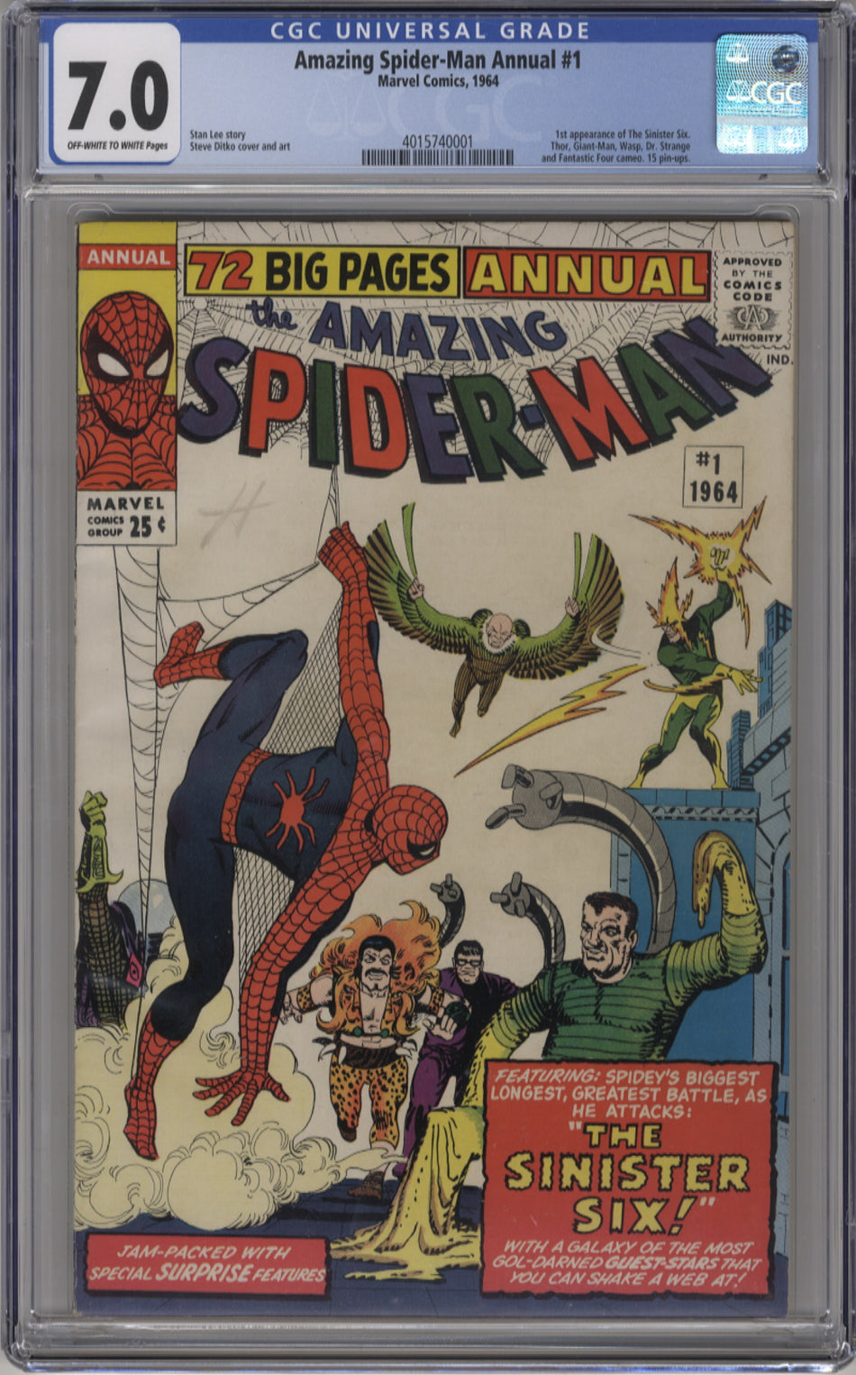 AMAZING SPIDER-MAN ANNUAL 1 - CGC 7.0
