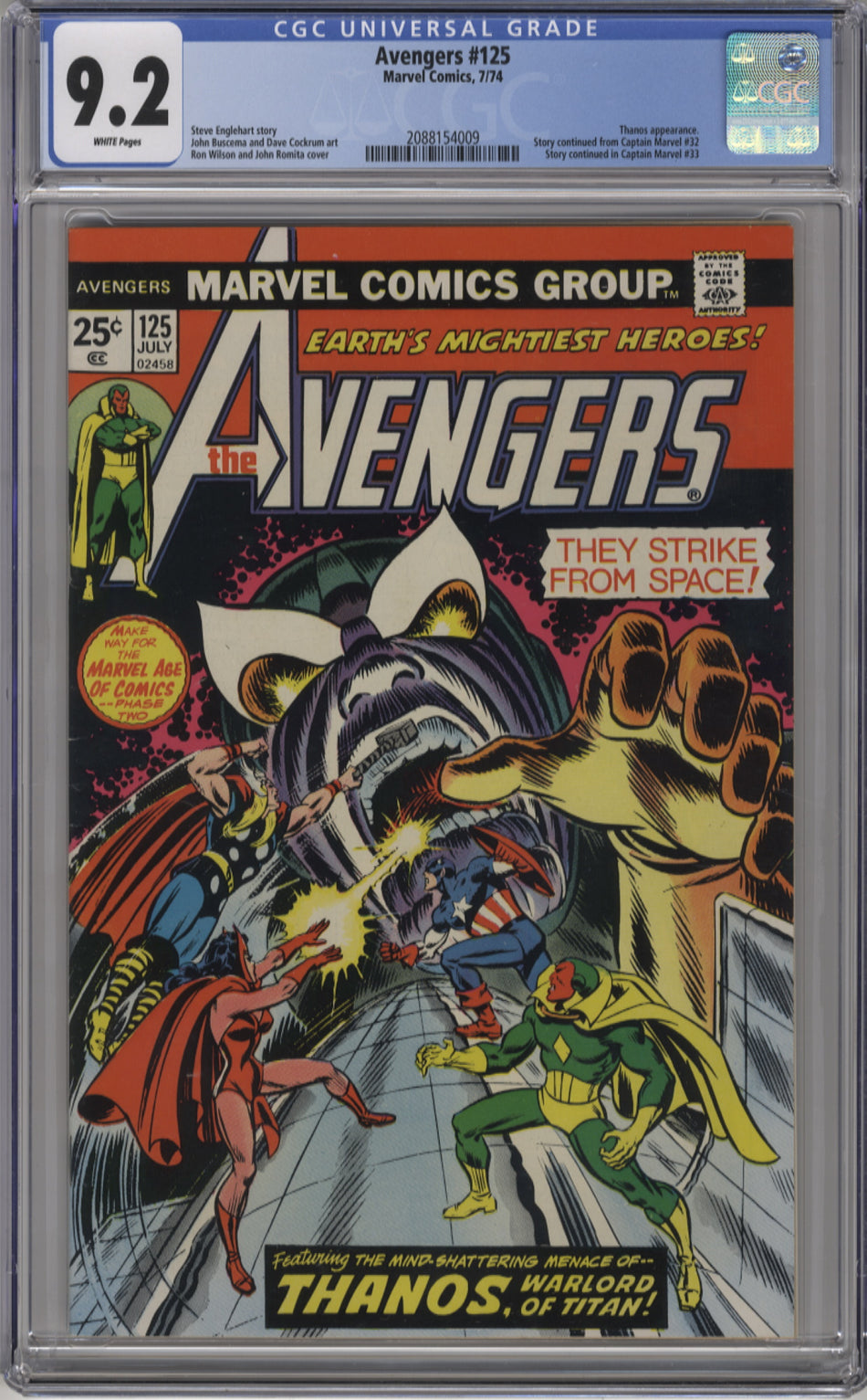 AVENGERS 125 - CGC 9.2