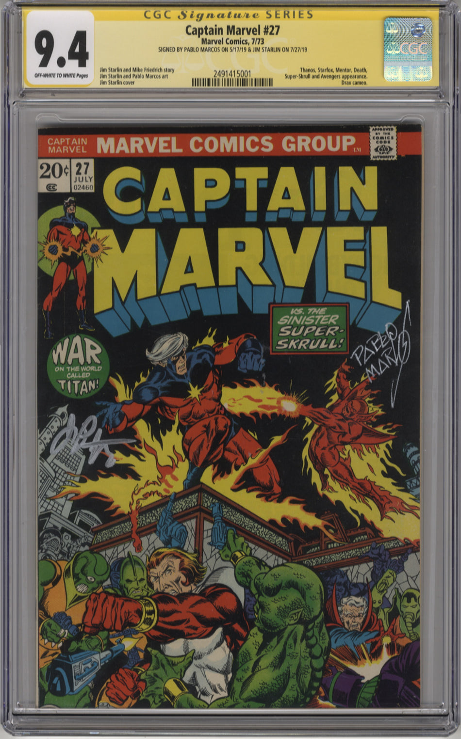 CAPTAIN MARVEL 027 - CGC 9.4 Signature Series