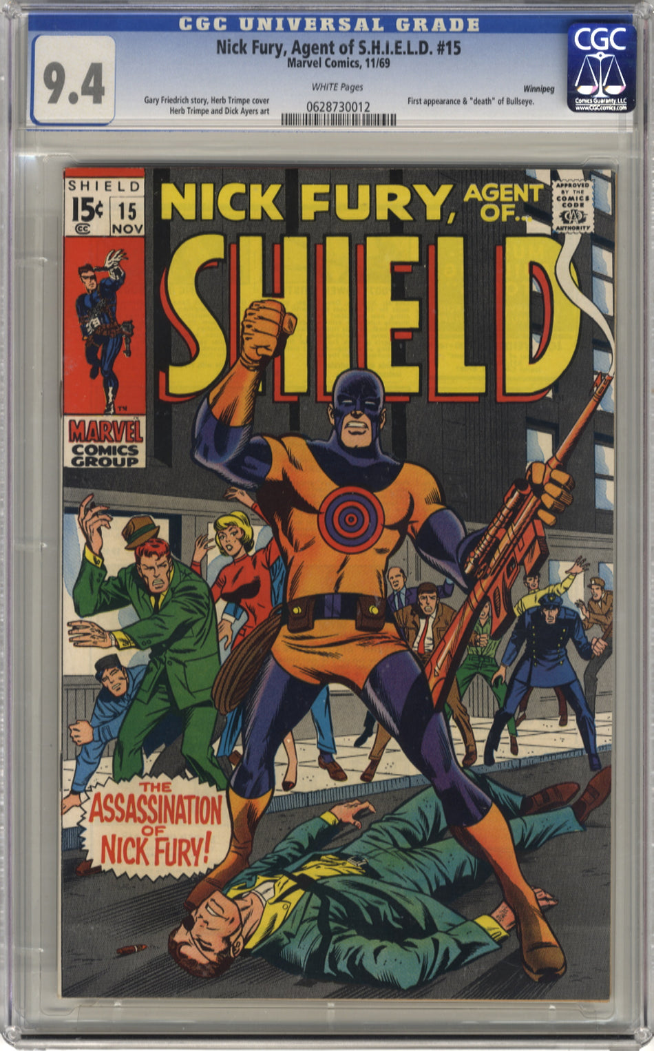 NICK FURY, AGENT OF S.H.I.E.L.D. 015 - CGC 9.4 - Winnipeg Pedigree