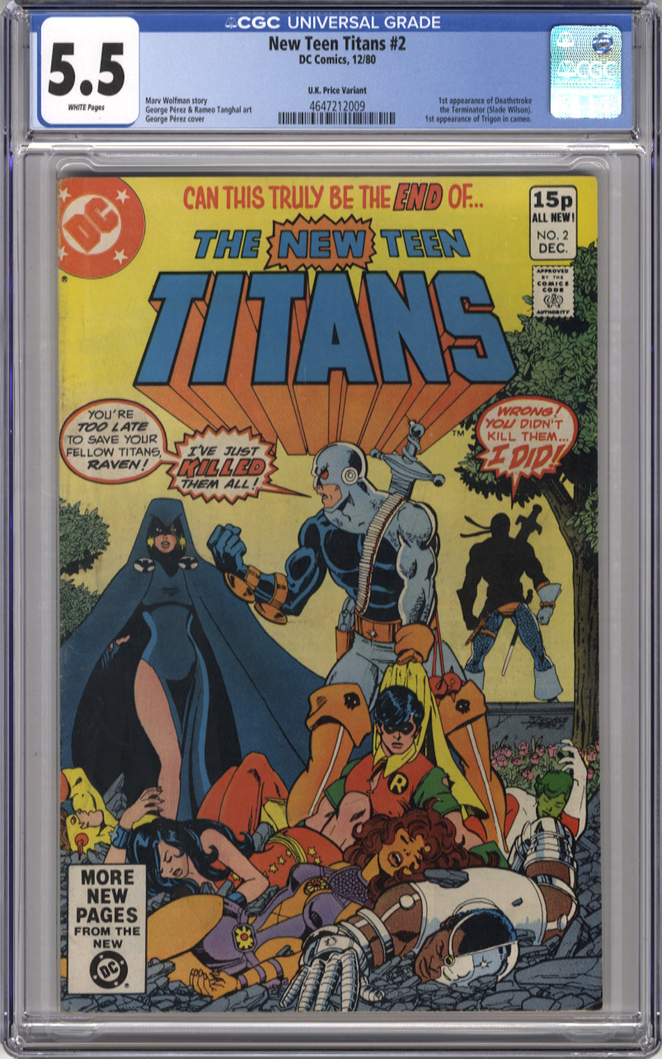 NEW TEEN TITANS 2 - CGC 5.5 Pence