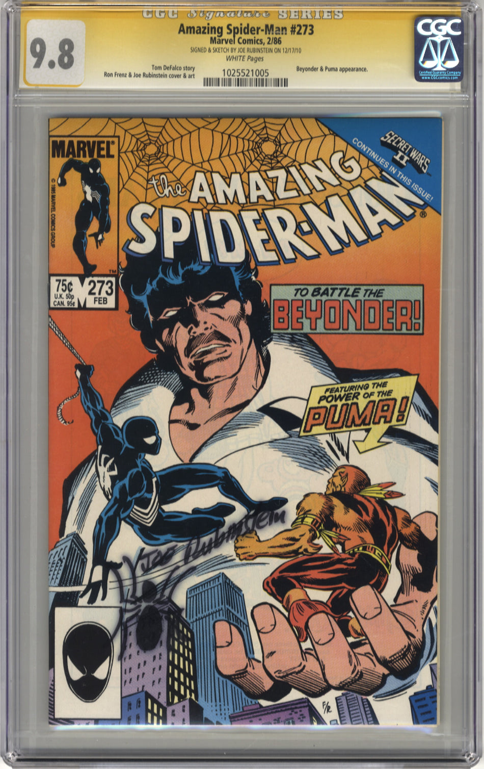 AMAZING SPIDER-MAN 273 - CGC 9.8 Signature Series