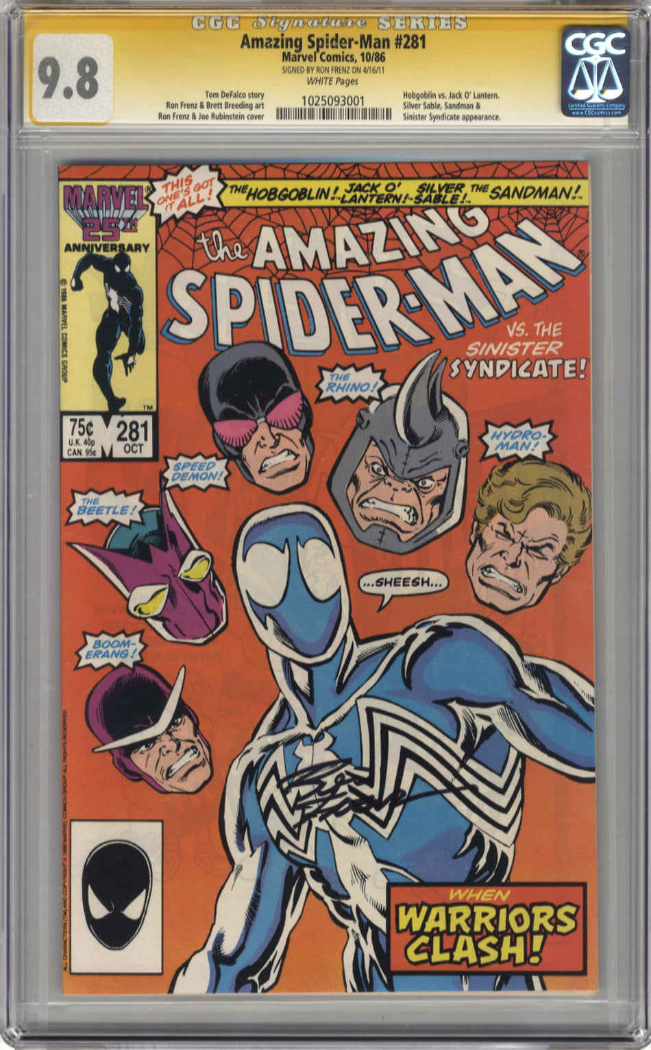 AMAZING SPIDER-MAN 281 - CGC 9.8 Signature Series