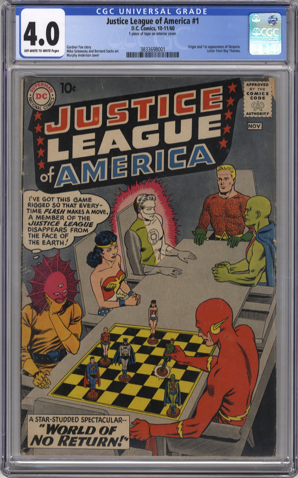 JUSTICE LEAGUE OF AMERICA 001 - CGC 4.0