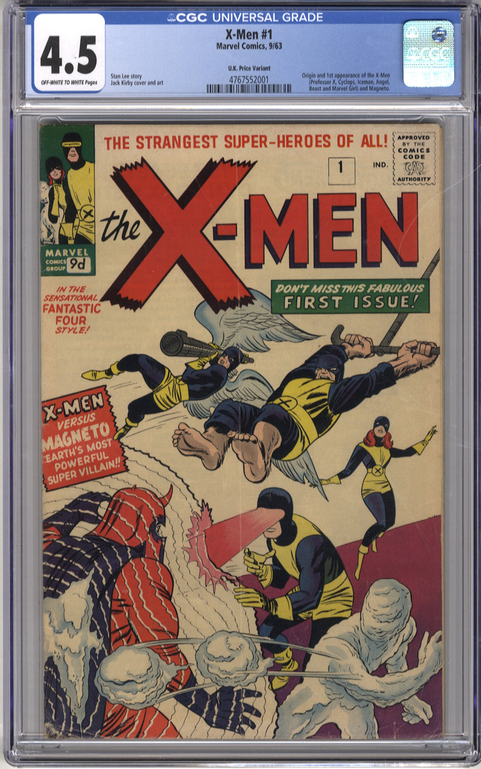 X-MEN 001 - CGC 4.5 Pence - U.K. Price Variant