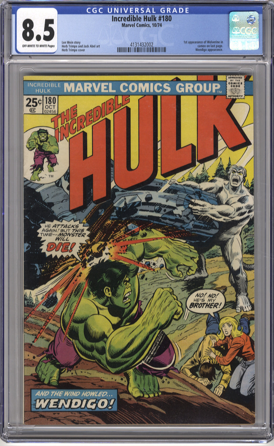 INCREDIBLE HULK 180 - CGC 8.5