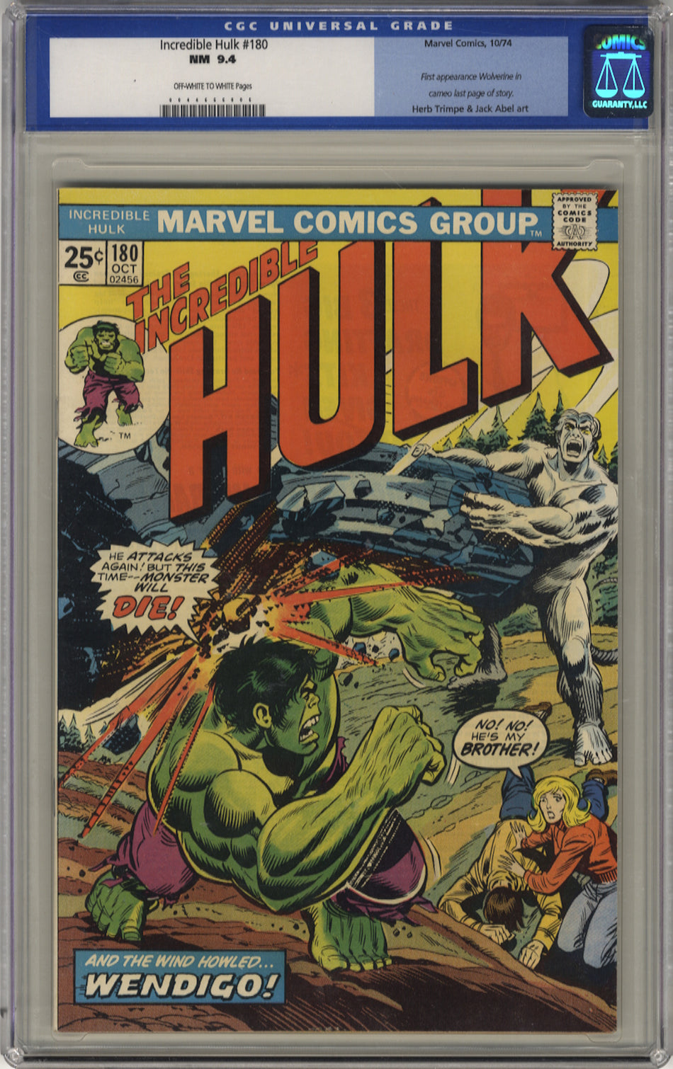 INCREDIBLE HULK 180 - CGC 9.4