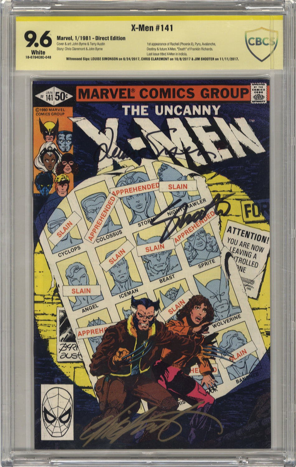 X-MEN 141 - CBCS 9.6 Witnessed Signature Series