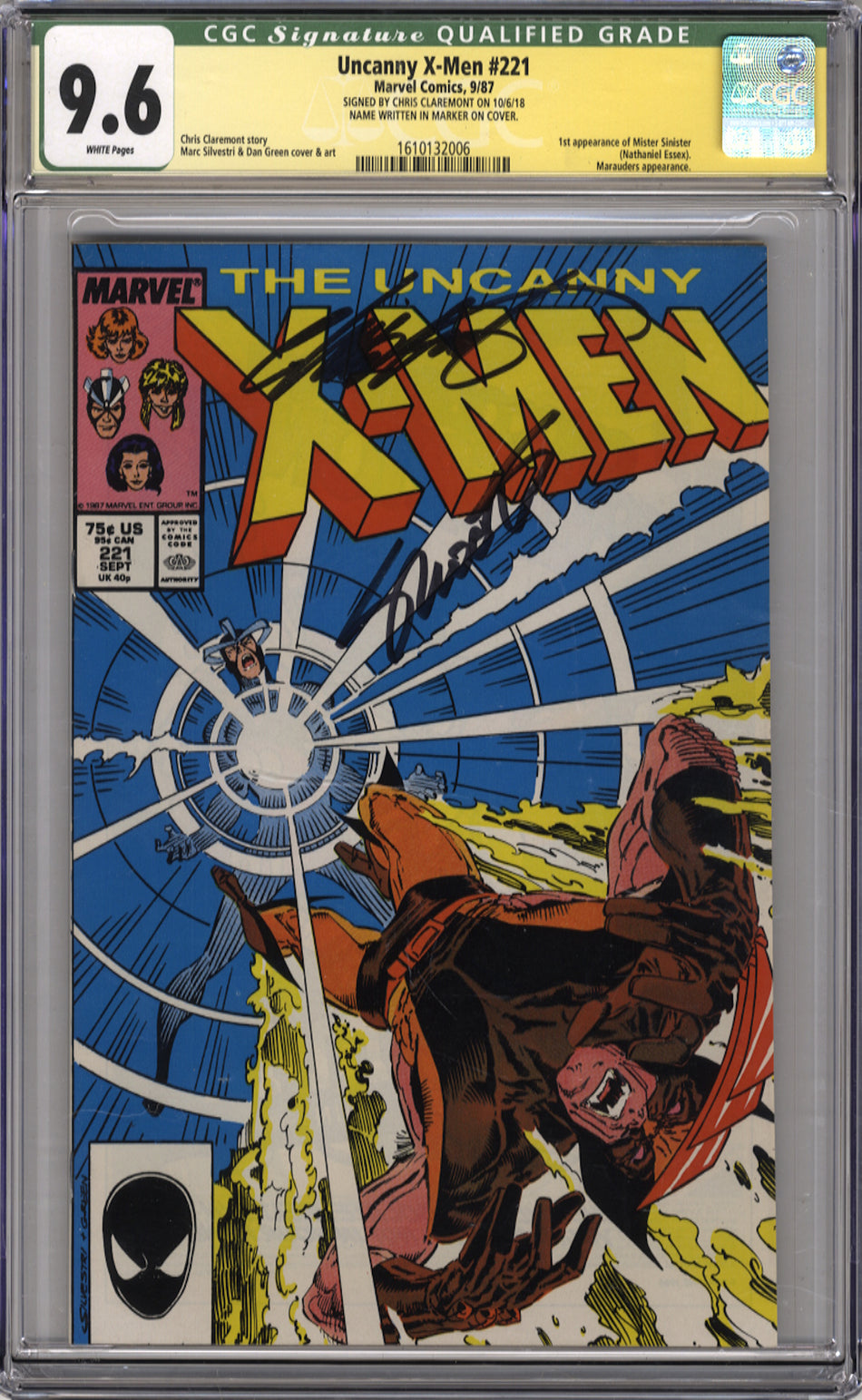X-MEN 221 (UNCANNY) - CGC 9.6 Qualified Signature Series